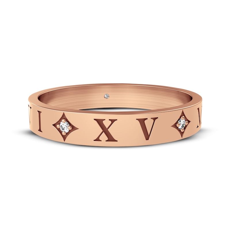 Main Image 3 of Diamond Accent Roman Numeral Date Ring 14K Rose Gold