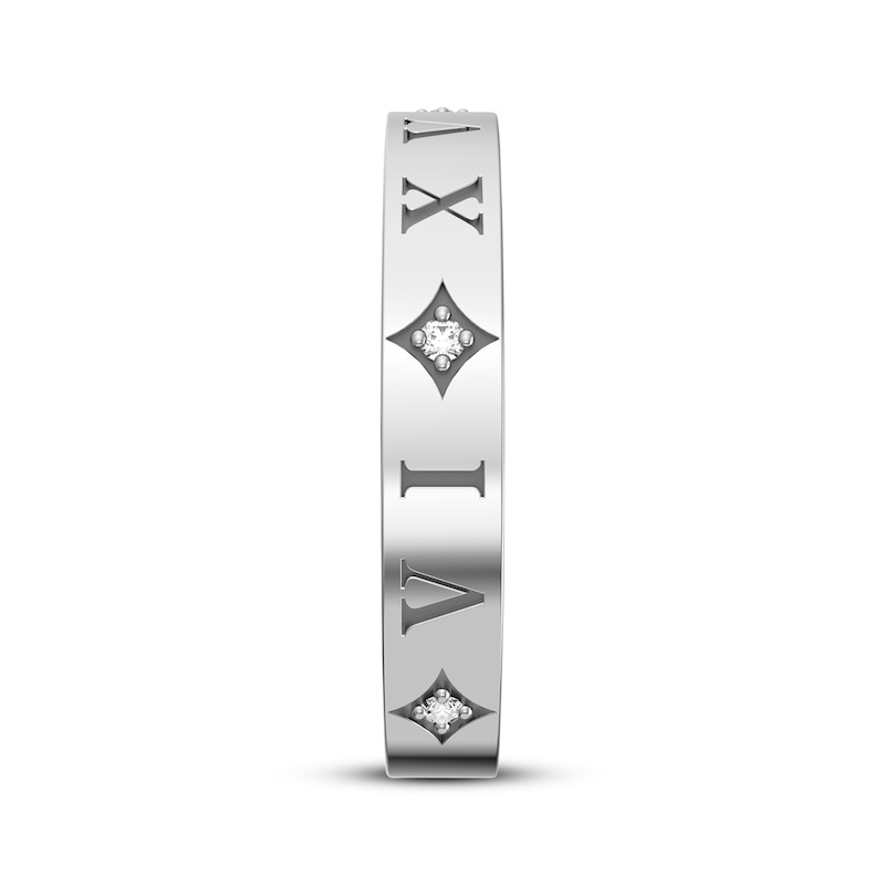 Main Image 2 of Diamond Accent Roman Numeral Date Ring 14K White Gold