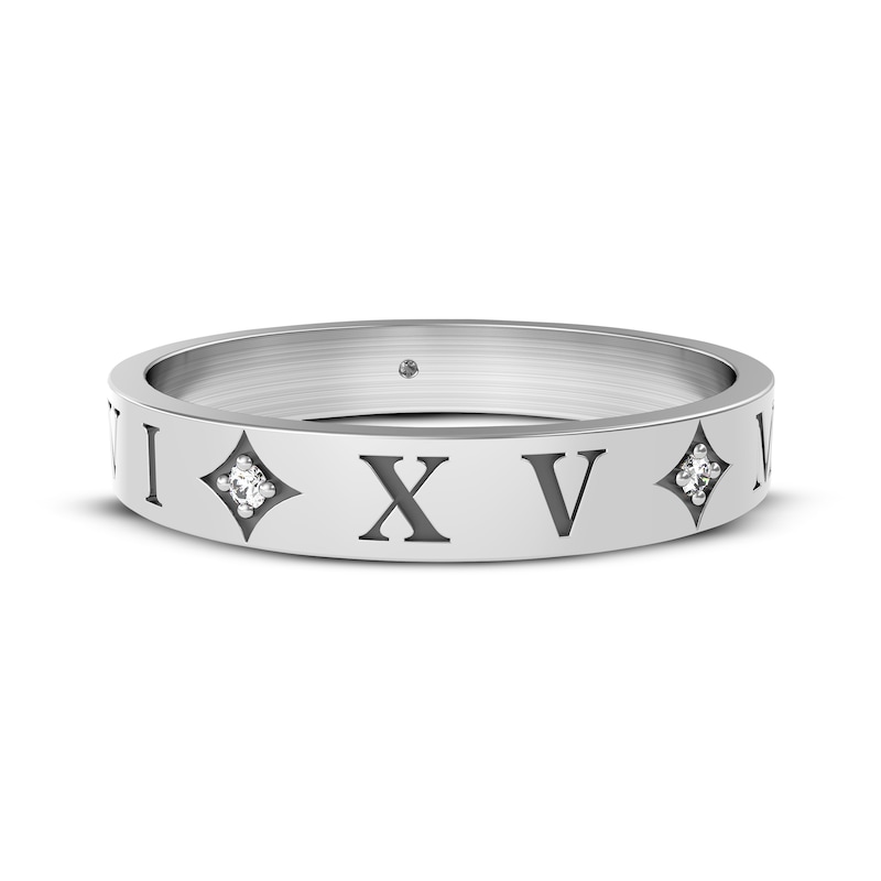 Main Image 3 of Diamond Accent Roman Numeral Date Ring 14K White Gold
