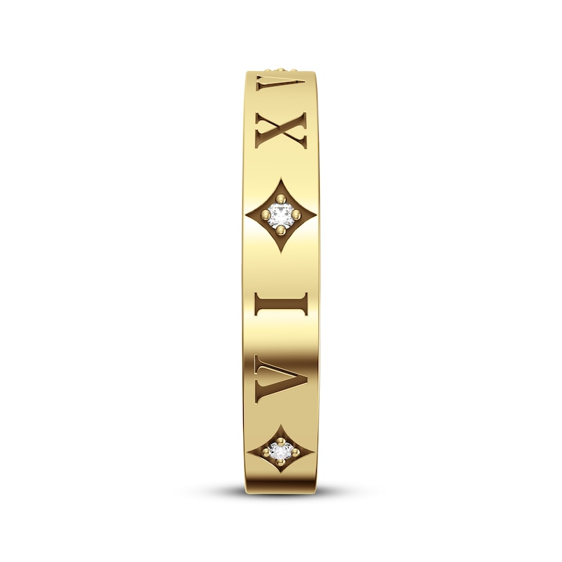 Main Image 2 of Diamond Accent Roman Numeral Date Ring 14K Yellow Gold