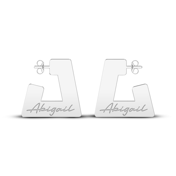 Name Hoop Earrings Sterling Silver