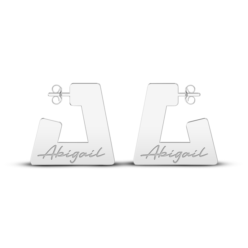Main Image 1 of Name Hoop Earrings Sterling Silver