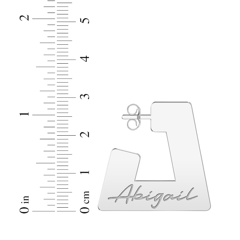 Main Image 3 of Name Hoop Earrings Sterling Silver