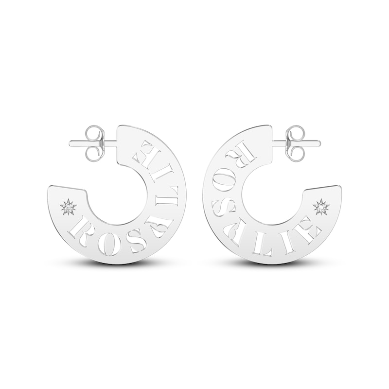 Main Image 1 of Diamond Accent Name Cutout Hoop Earrings Sterling Silver