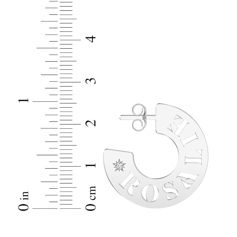 Main Image 3 of Diamond Accent Name Cutout Hoop Earrings Sterling Silver