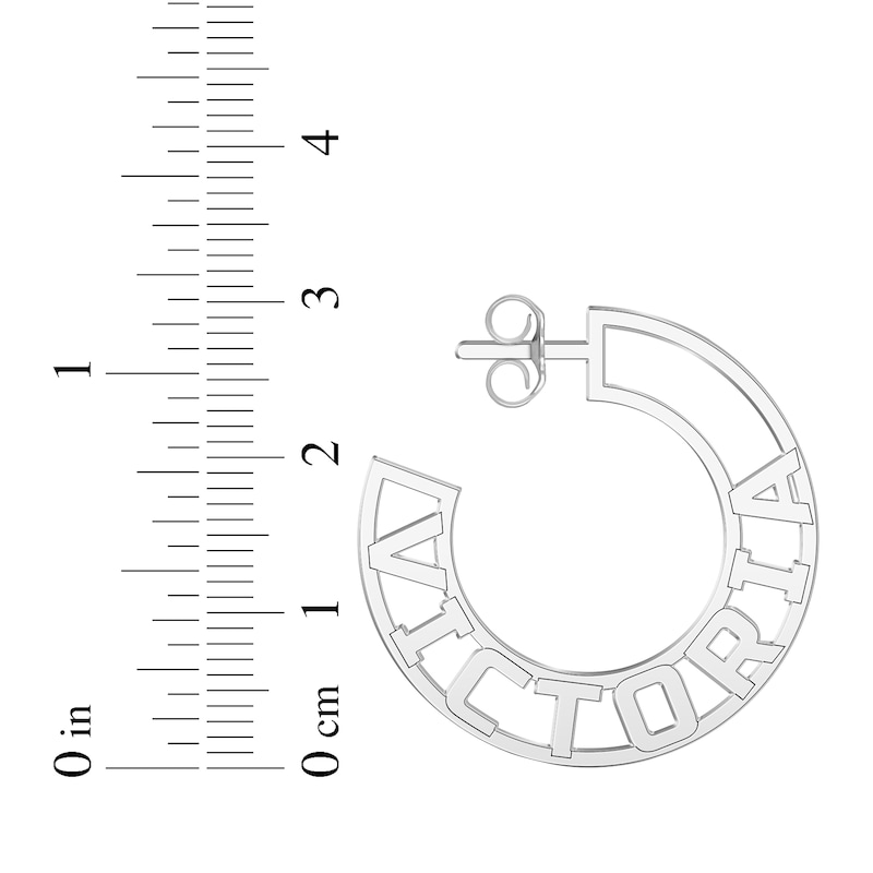 Main Image 3 of Cutout Name Hoop Earrings Sterling Silver