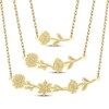 Thumbnail Image 4 of Birth Flower Curved Bar Necklace 10K Yellow Gold-Plated Sterling Silver 18"