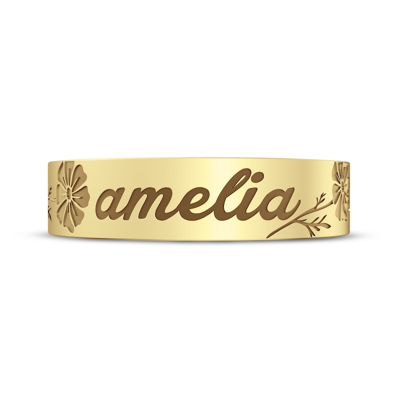 Main Image 3 of Name & Flower Ring 14K Yellow Gold