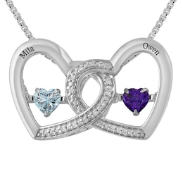 Unstoppable Love Couple's Double Heart Necklace (2 Stones and Lines)