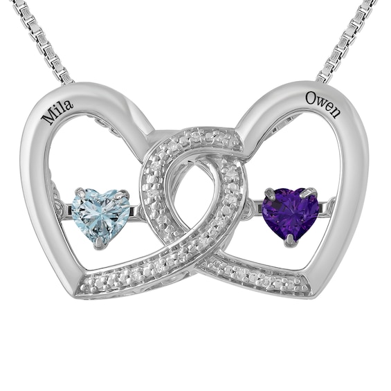 Unstoppable Love Couple's Double Heart Necklace (2 Stones and Lines)