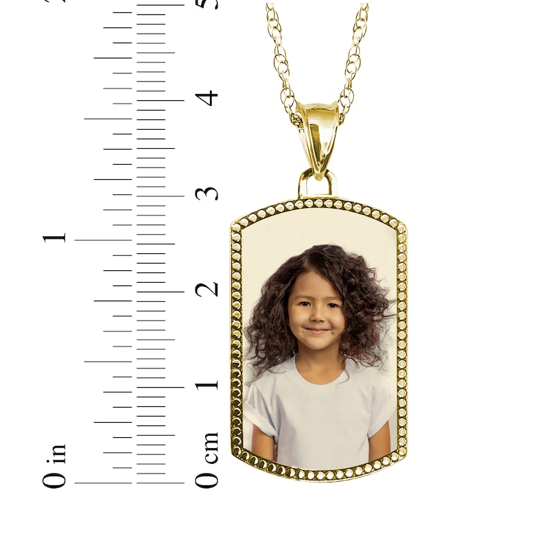 Main Image 4 of Dog Tag Photo Beaded Frame Necklace 10K Yellow Gold-Plated Sterling Silver 18"