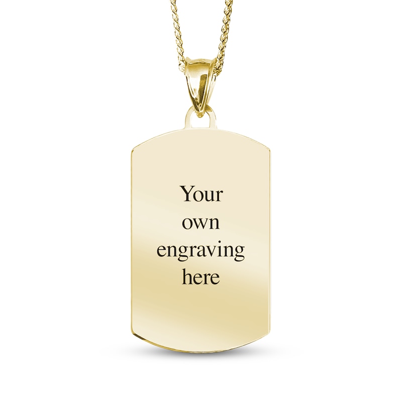 Main Image 2 of Men's Beaded Edge Dog Tag Photo Necklace 10K Yellow Gold-Plated Sterling Silver (4 Lines) 22"