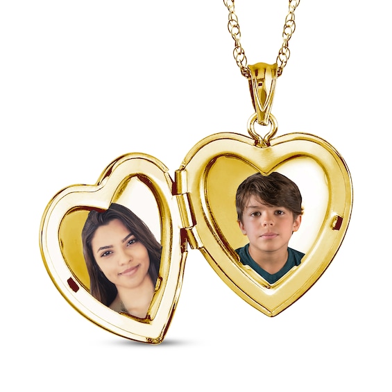 Heart Photo Locket Necklace 10K Yellow Gold-Plated Sterling Silver 18"