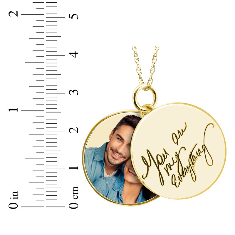 Main Image 3 of Double Round Photo & Handwritten Message Swivel Necklace 10K Yellow Gold-Plated Sterling Silver 18"