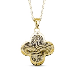Your Own Fingerprint Clover Necklace 10K Yellow Gold-Plated Sterling Silver 18"