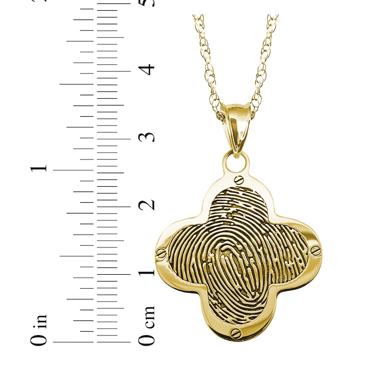 Main Image 4 of Your Own Fingerprint Clover Necklace 10K Yellow Gold-Plated Sterling Silver 18"
