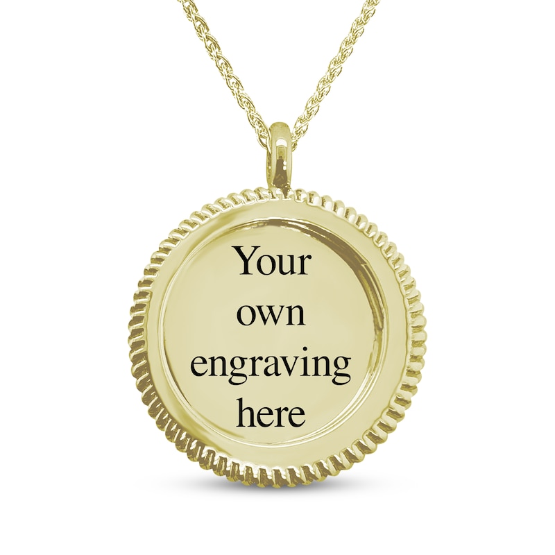Main Image 2 of Men's Engravable Compass Necklace 10K Yellow Gold-Plated Sterling Silver 22"
