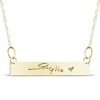 Thumbnail Image 1 of Your Own Handwriting Bar Necklace 10K Yellow Gold-Plated Sterling Silver (1 Line) 18"