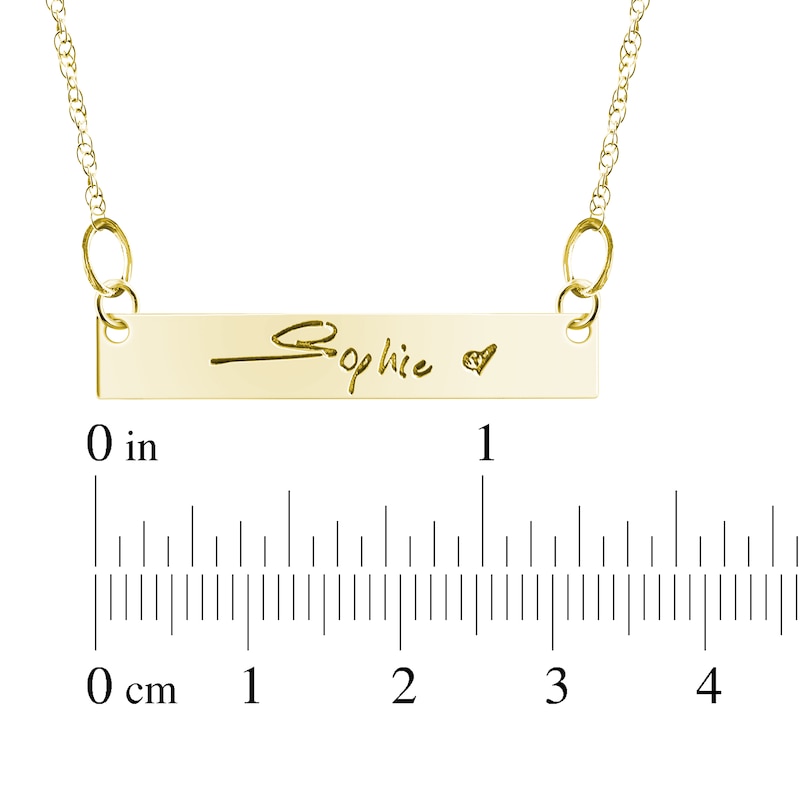 Main Image 4 of Your Own Handwriting Bar Necklace 10K Yellow Gold-Plated Sterling Silver (1 Line) 18"