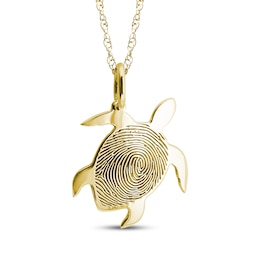 Your Own Fingerprint Turtle Necklace 10K Yellow Gold-Plated Sterling Silver 18"