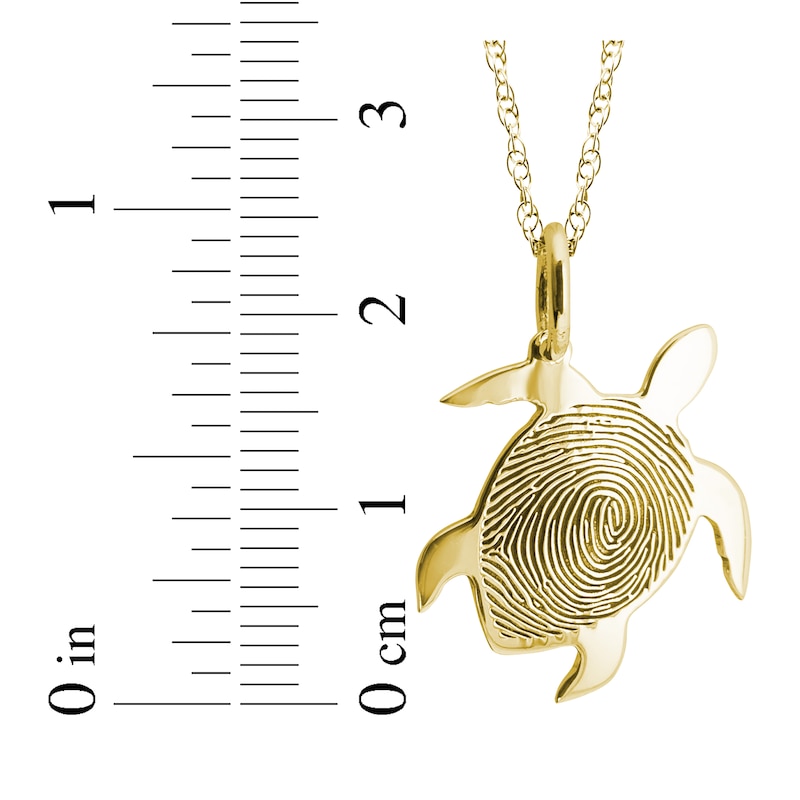 Main Image 4 of Your Own Fingerprint Turtle Necklace 10K Yellow Gold-Plated Sterling Silver 18"