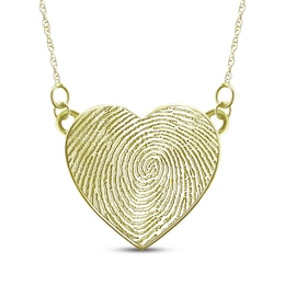 Your Own Fingerprint Heart Necklace 10K Yellow Gold-Plated Sterling Silver 18"