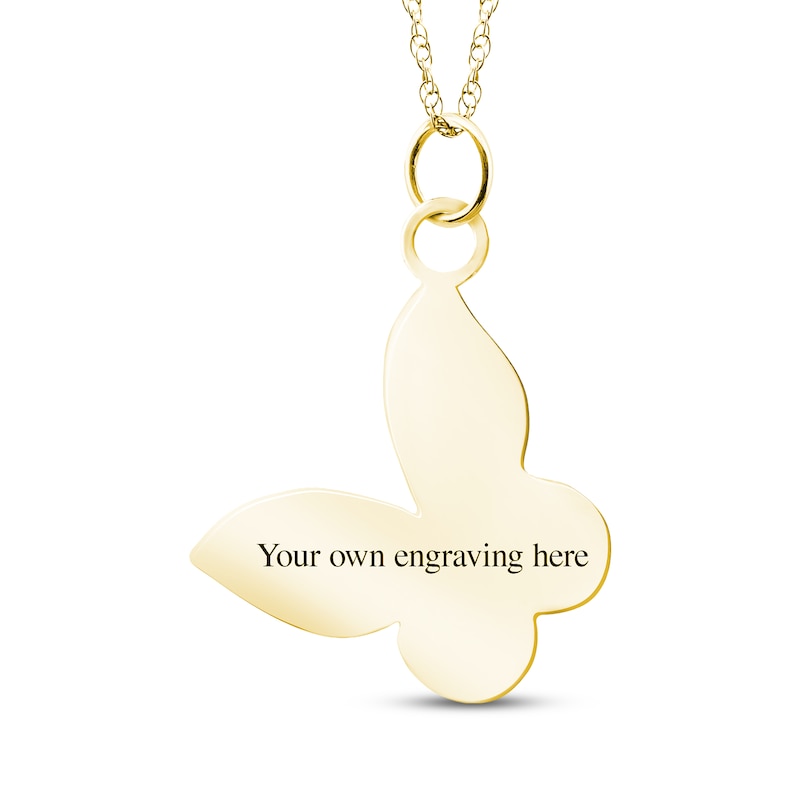 Main Image 2 of Your Own Fingerprint Tilted Butterfly Necklace 10K Yellow Gold-Plated Sterling Silver 18"