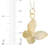 Thumbnail Image 4 of Your Own Fingerprint Tilted Butterfly Necklace 10K Yellow Gold-Plated Sterling Silver 18"