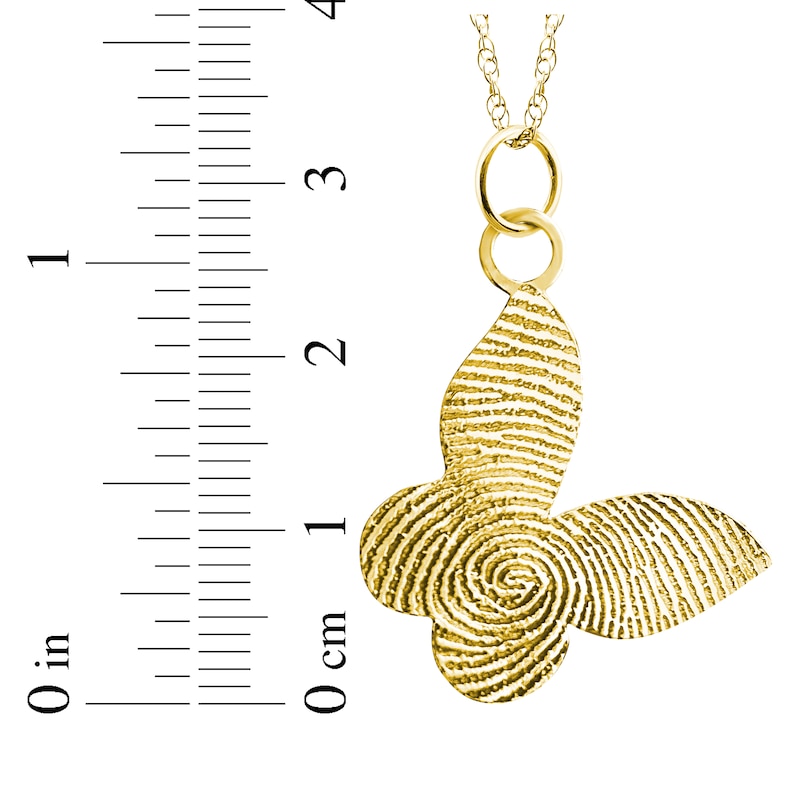 Main Image 4 of Your Own Fingerprint Tilted Butterfly Necklace 10K Yellow Gold-Plated Sterling Silver 18"