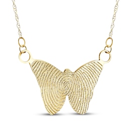 Your Own Fingerprint Butterfly Necklace 10K Yellow Gold-Plated Sterling Silver 18"