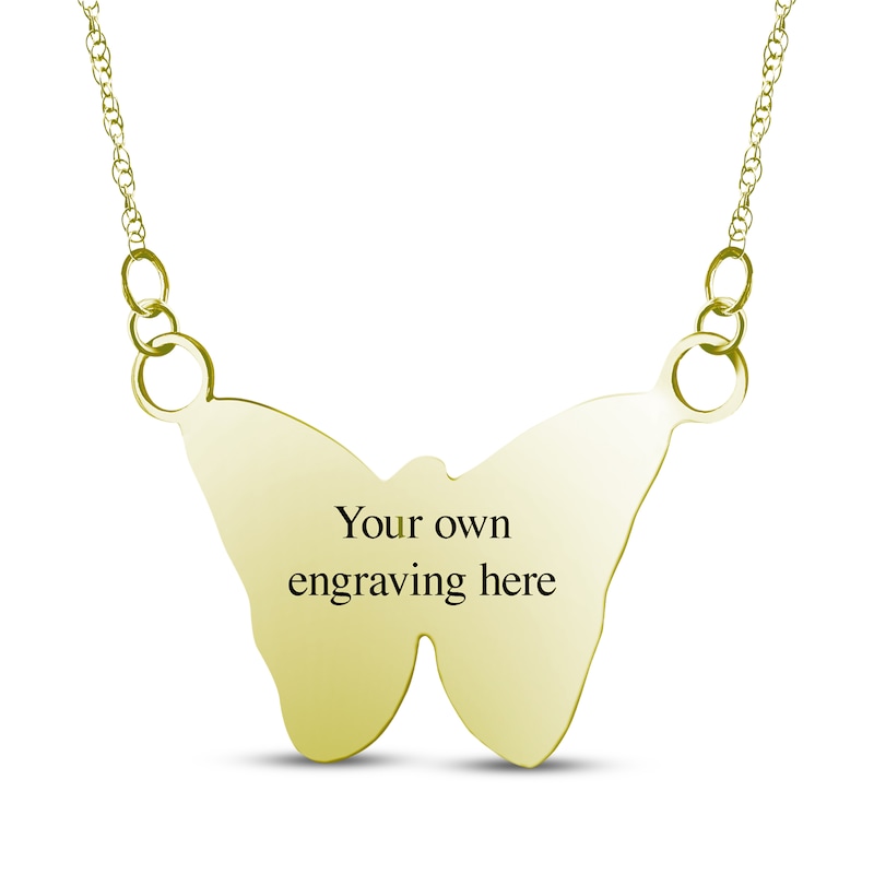 Main Image 2 of Your Own Fingerprint Butterfly Necklace 10K Yellow Gold-Plated Sterling Silver 18"