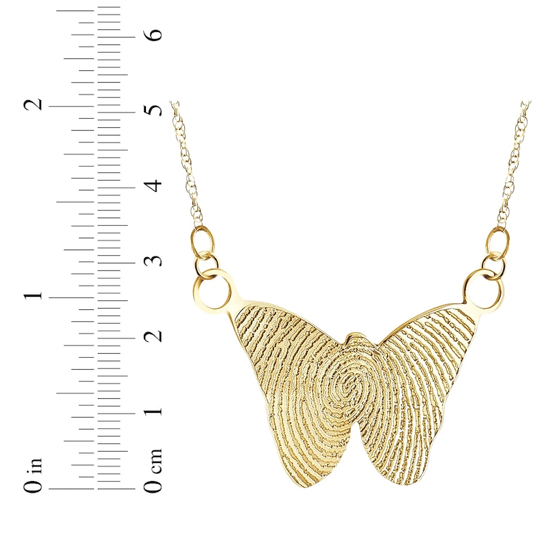 Main Image 4 of Your Own Fingerprint Butterfly Necklace 10K Yellow Gold-Plated Sterling Silver 18"