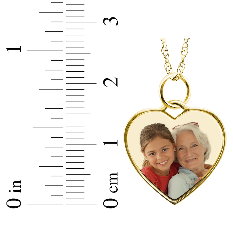 Main Image 4 of Small Heart Photo Charm Necklace 10K Yellow Gold-Plated Sterling Silver 18"