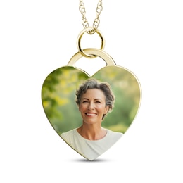 Flat Small Heart Photo Charm Necklace 10K Yellow Gold-Plated Sterling Silver 18"