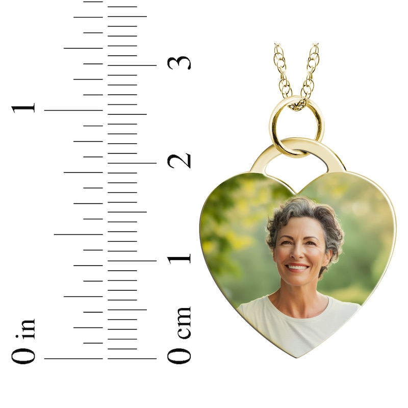 Main Image 4 of Flat Small Heart Photo Charm Necklace 10K Yellow Gold-Plated Sterling Silver 18"
