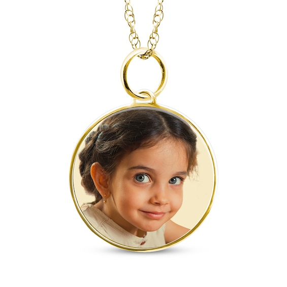 Small Round Photo Charm Necklace 10K Yellow Gold-Plated Sterling Silver 18"