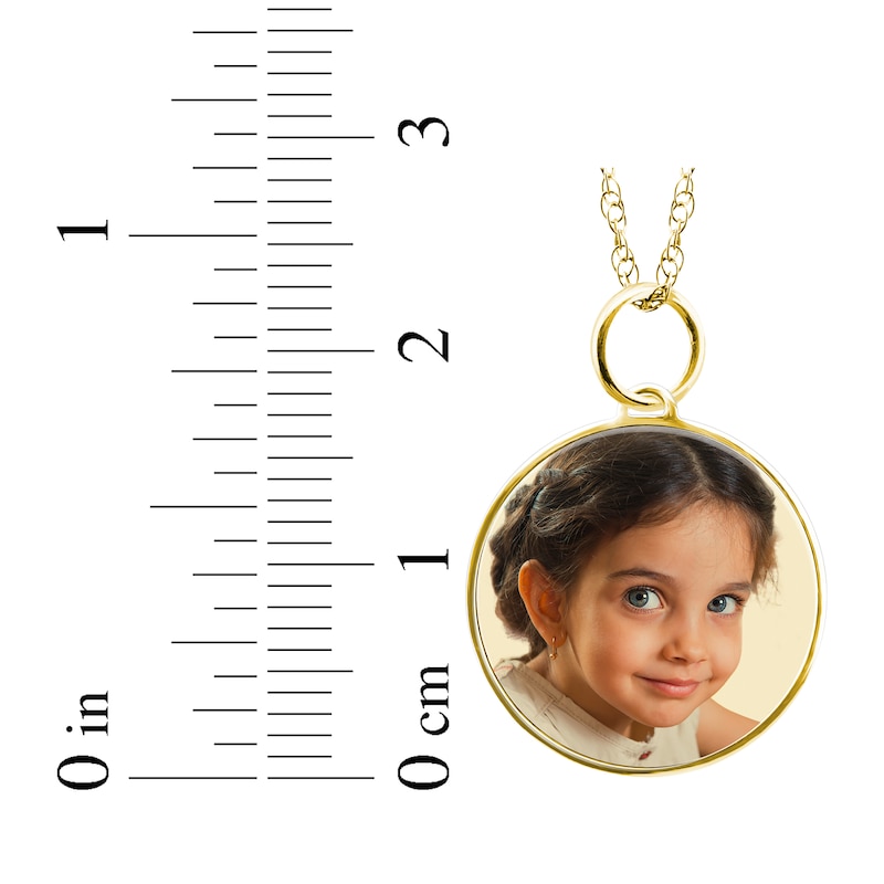 Main Image 4 of Small Round Photo Charm Necklace 10K Yellow Gold-Plated Sterling Silver 18"