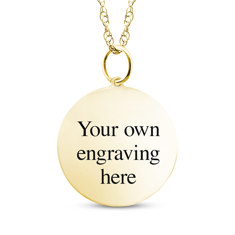 Main Image 2 of Small Round Rope Edge Photo Charm Necklace 10K Yellow Gold-Plated Sterling Silver 18"