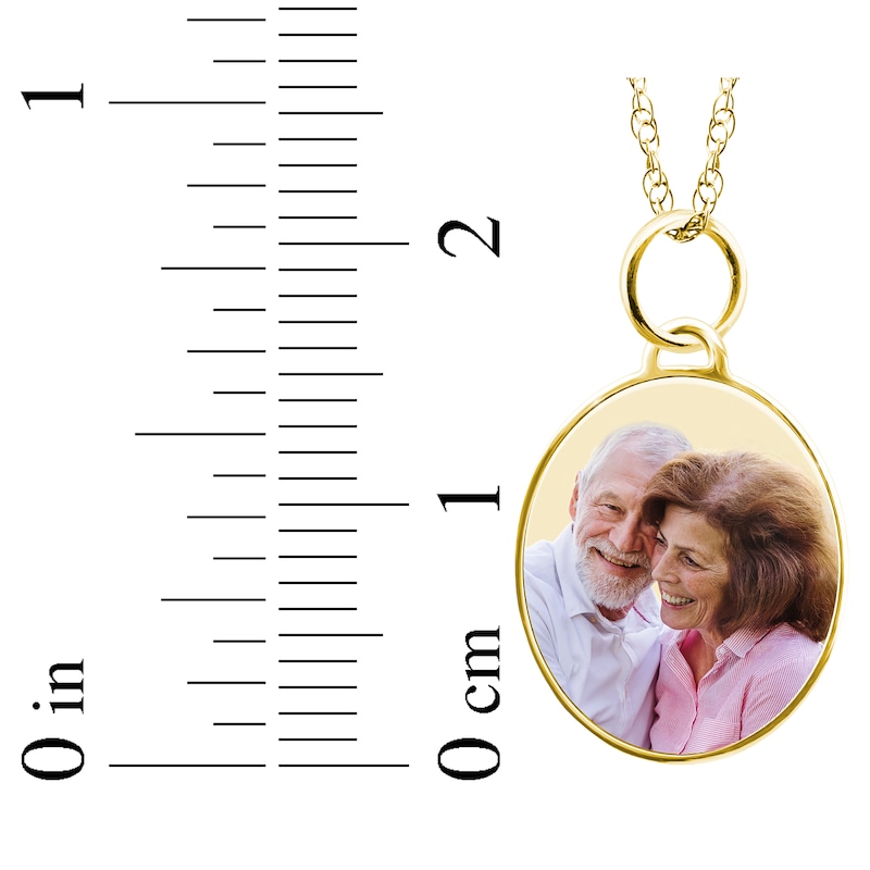 Main Image 4 of Small Oval Photo Charm Necklace 10K Yellow Gold-Plated Sterling Silver 18"