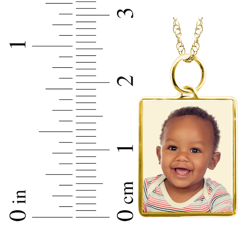 Main Image 4 of Small Rectangle Photo Charm Necklace 10K Yellow Gold-Plated Sterling Silver 18"