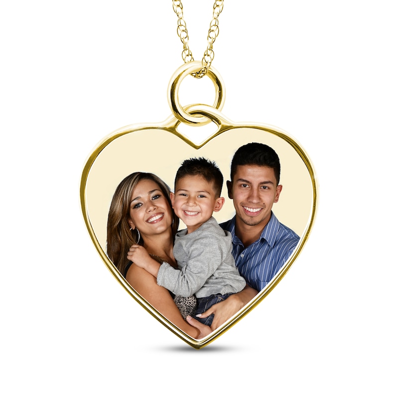 Main Image 1 of Medium Heart Photo Charm Necklace 10K Yellow Gold-Plated Sterling Silver 18"