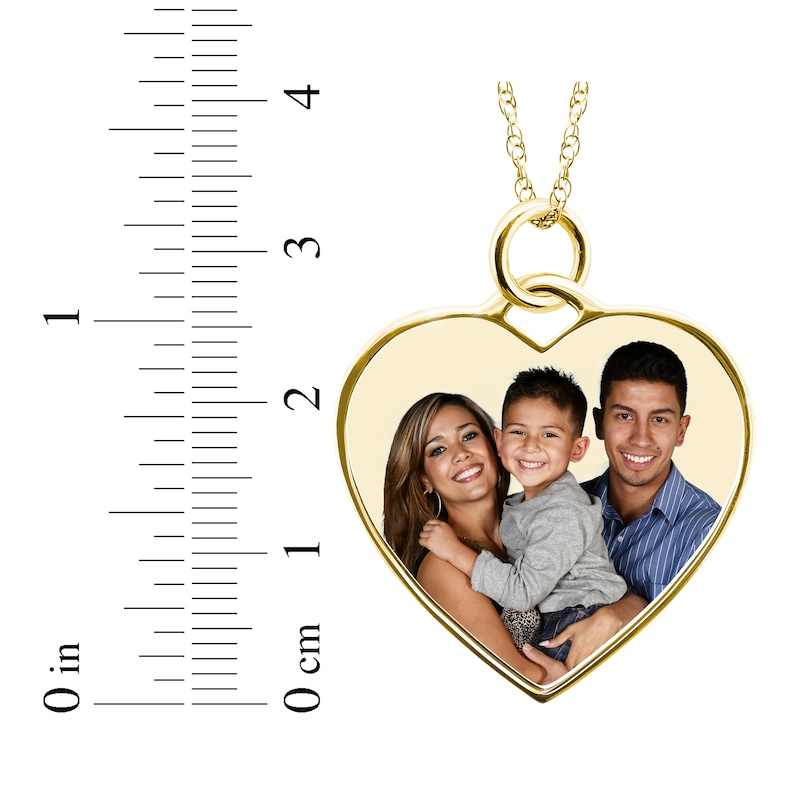 Main Image 4 of Medium Heart Photo Charm Necklace 10K Yellow Gold-Plated Sterling Silver 18"