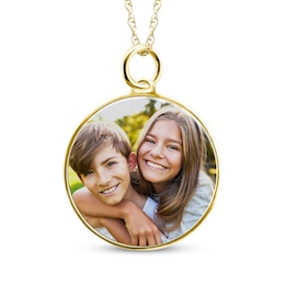 Medium Round Photo Charm Necklace 10K Yellow Gold-Plated Sterling Silver 18"