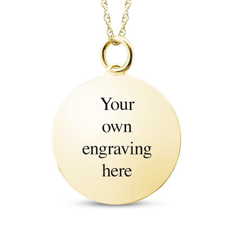 Main Image 2 of Medium Round Photo Charm Necklace 10K Yellow Gold-Plated Sterling Silver 18"