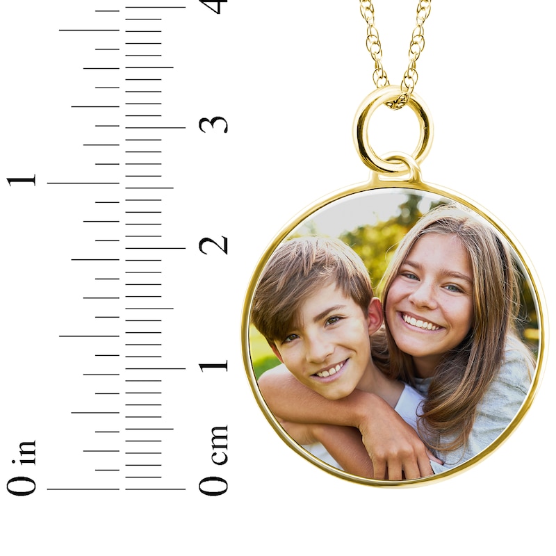 Main Image 4 of Medium Round Photo Charm Necklace 10K Yellow Gold-Plated Sterling Silver 18"