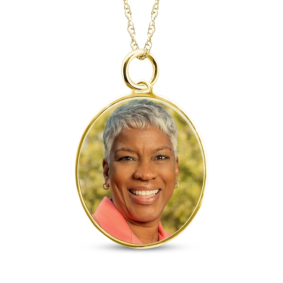 Medium Oval Photo Charm Necklace 10K Yellow Gold-Plated Sterling Silver 18"