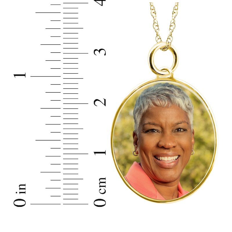 Main Image 4 of Medium Oval Photo Charm Necklace 10K Yellow Gold-Plated Sterling Silver 18"