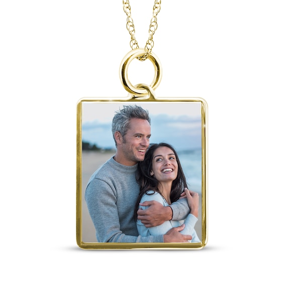 Medium Rectangle Photo Charm Necklace 10K Yellow Gold-Plated Sterling Silver 18"