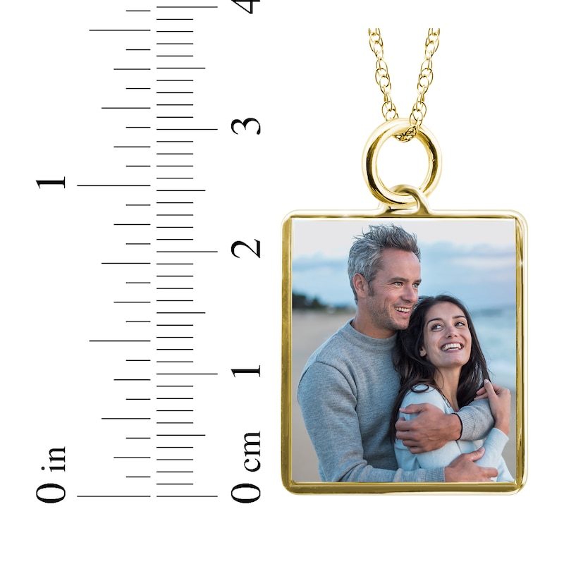 Main Image 4 of Medium Rectangle Photo Charm Necklace 10K Yellow Gold-Plated Sterling Silver 18"