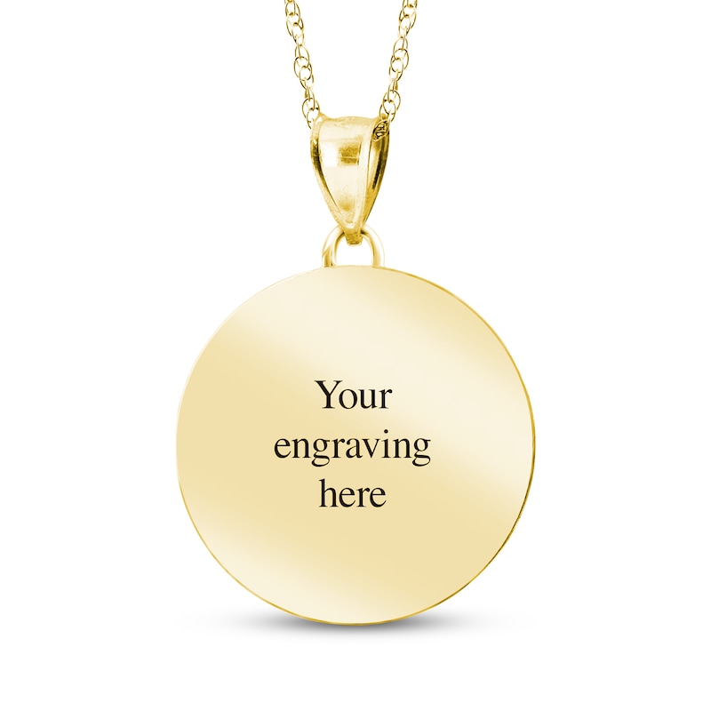 Main Image 2 of Beaded Edge Round Photo Disc Necklace 10K Yellow Gold-Plated Sterling Silver (3 Lines) 18"